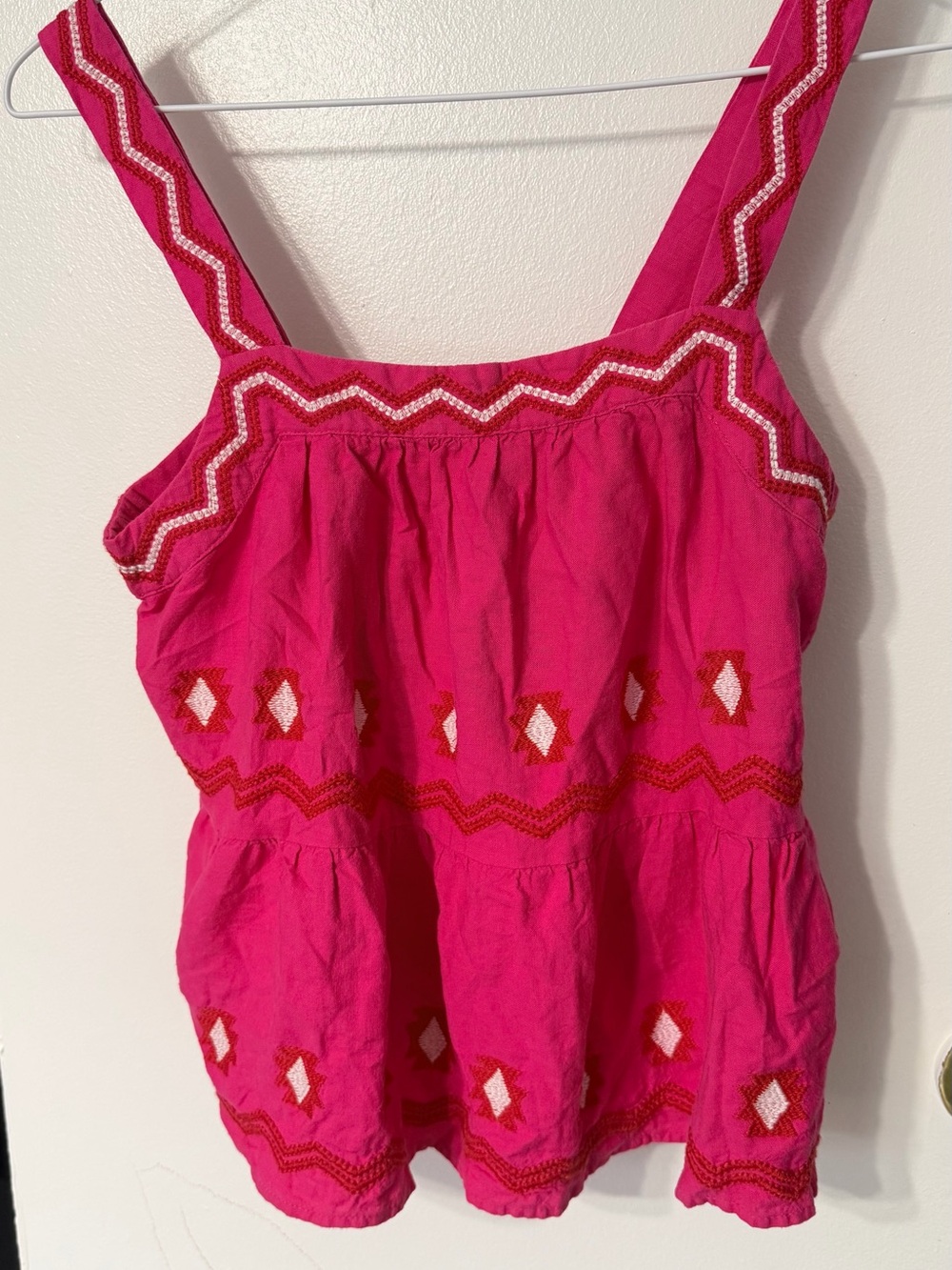 LOFT Bright Fuchsia Embroidered Girls' Tank Top